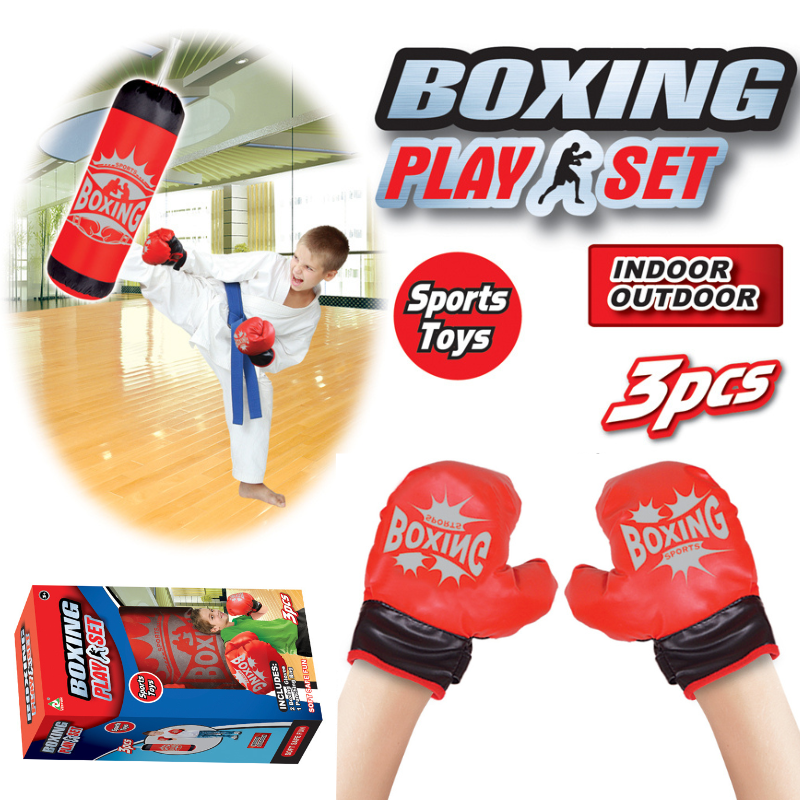 Kids Boxing Gloves for Fun Muay Thai Fight Sanda Martial Arts Bag Punching Training Children's Boxing Glove Sandbag Set