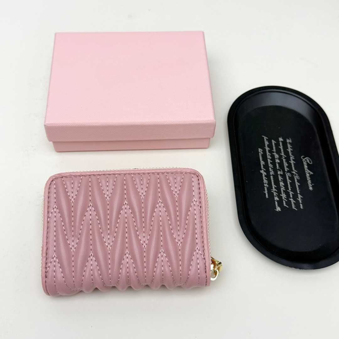 Leather Card Holder Wrinkled Sheepskin Card Case Genuine Leather Wallet for Women Short Bank Card Holder Cartoon Zipper Coin Purses for Women