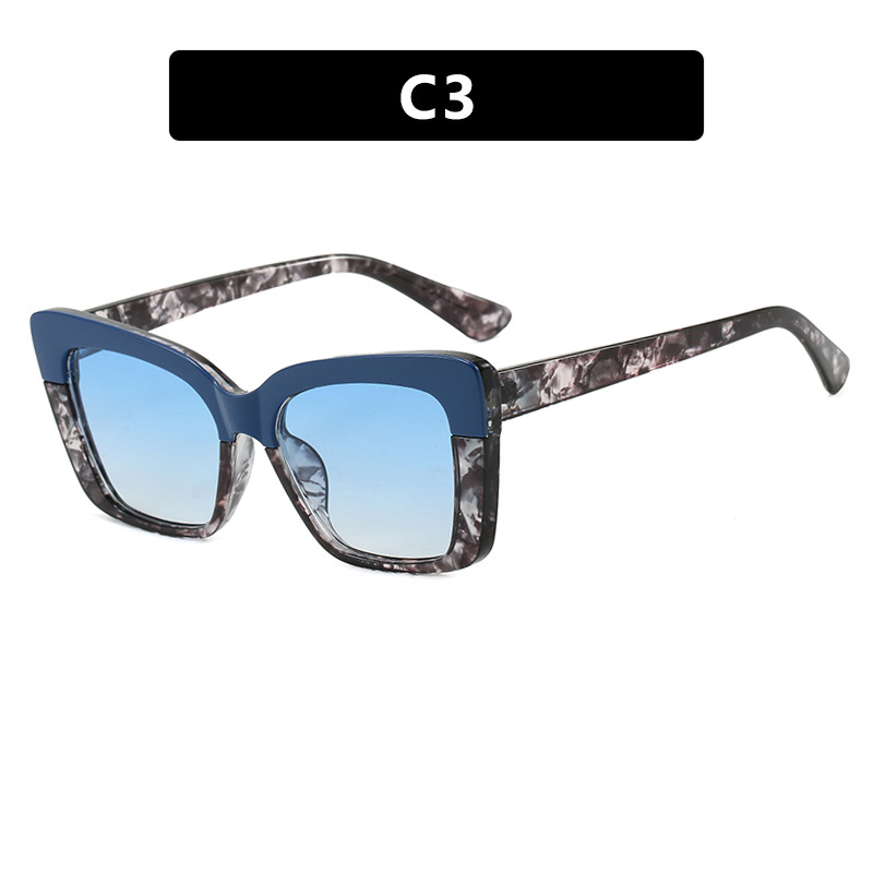 Color Block Square Sunglasses Trendy UV 400 Protection Shades for Women Fashion Retro Over sized Frame