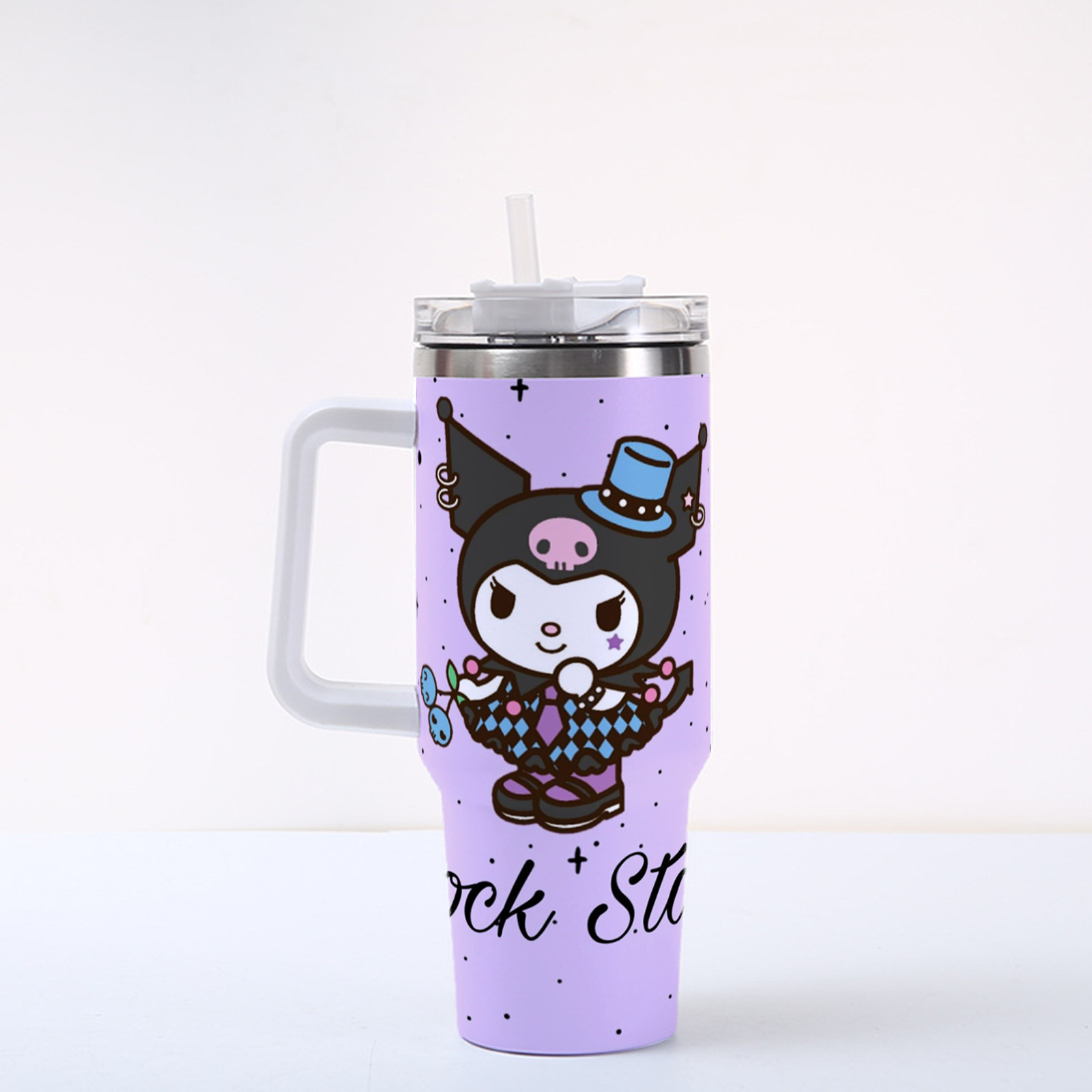 Water Cup Thermos Cup Water Bottle Large Capacity household thermos cup Car Mounted Cup Cartoon Series with Handle with Straw Portable Tea Cup 304 Sta