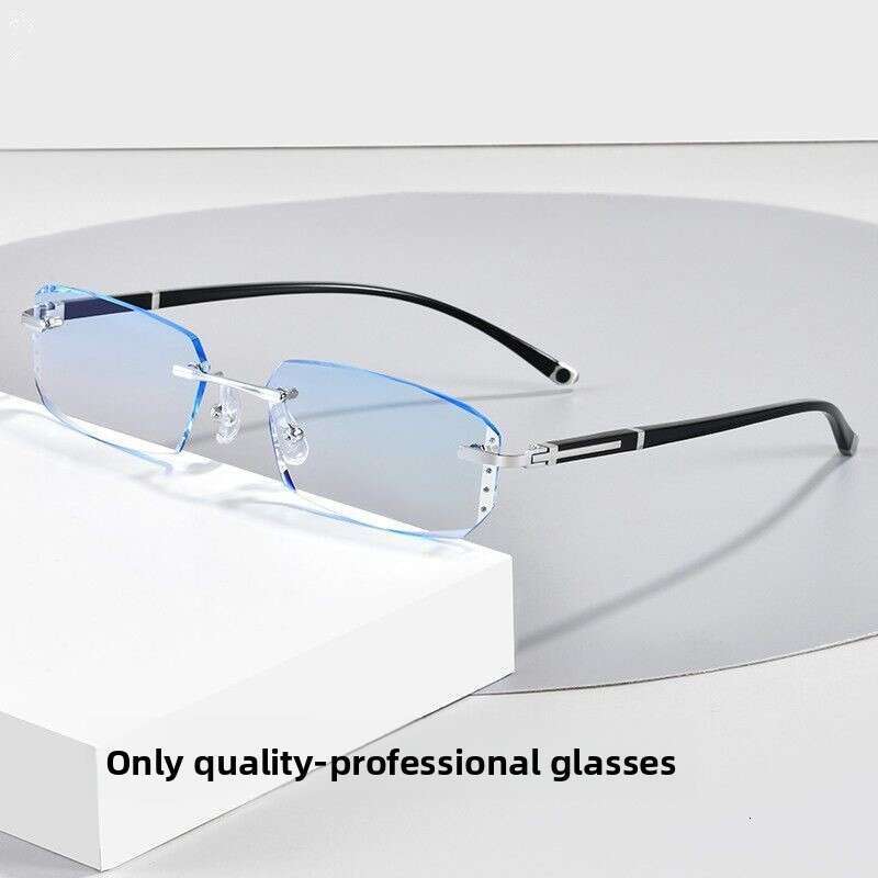 High-end Frameless Men Women, Business Ultra-light Anti-blue Light Anti-radiation Anti-fatigue Reading Glasses for Middle-aged and Elderly