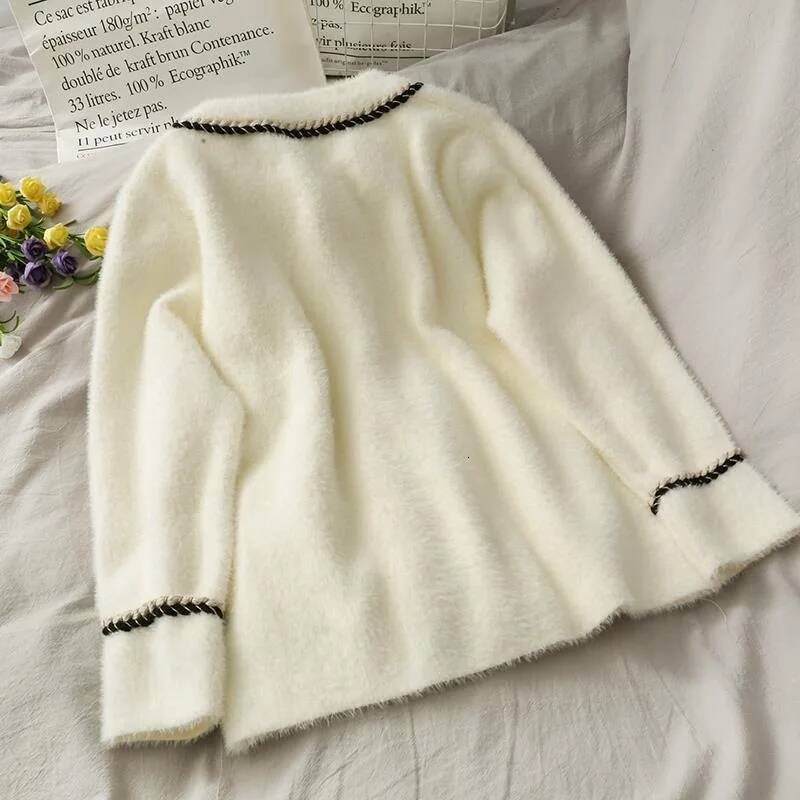2024 New Women's Autumn/Winter Thickened Knitted Sweater Cardigan Loose-Fit Mink Imitation Jacket Plus Size Top dongdumaoyi