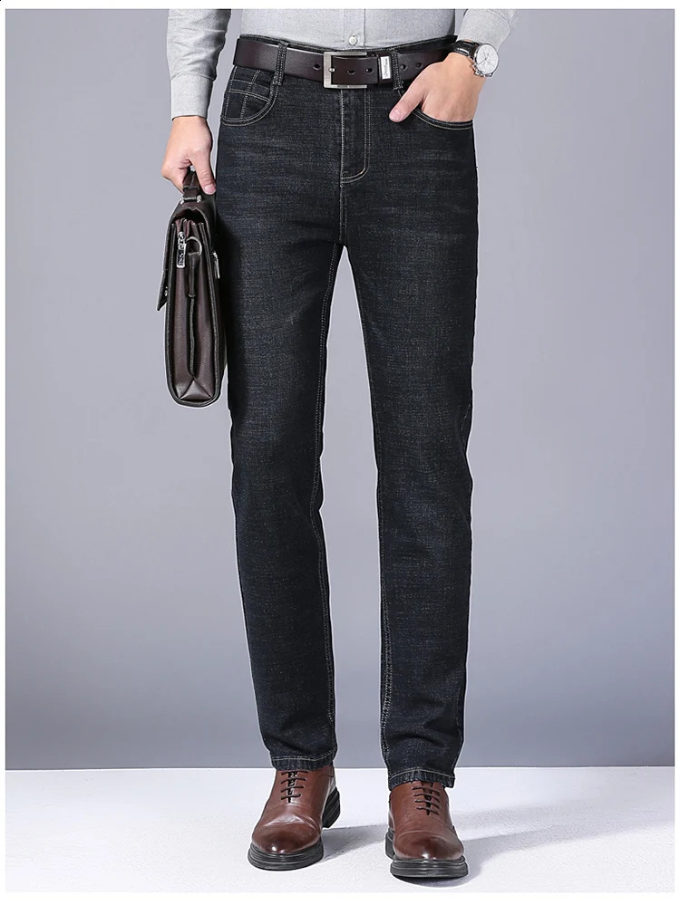Men Fashion Straight Jeans Men Stretch Slim Fit Pants Comfortable Soft Business Denim Trousers Male Clothing 250827