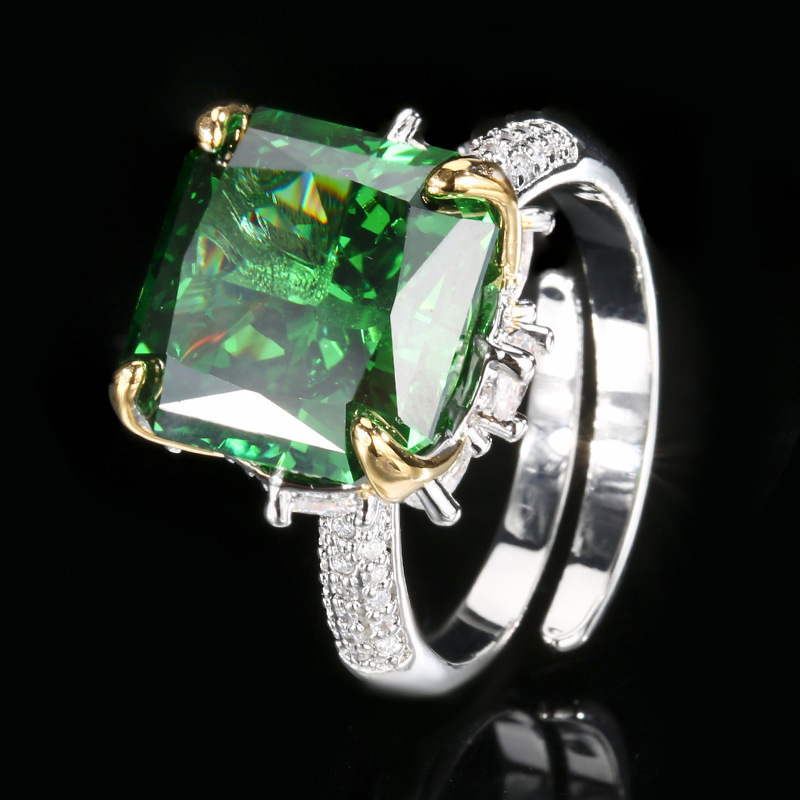 PANSYSEN 7 Colors Green Emerald Rings for women Green Pink Red Purple Gemstone S925 Silver Jewelry Engagement Ring Size 5-12 LY191217