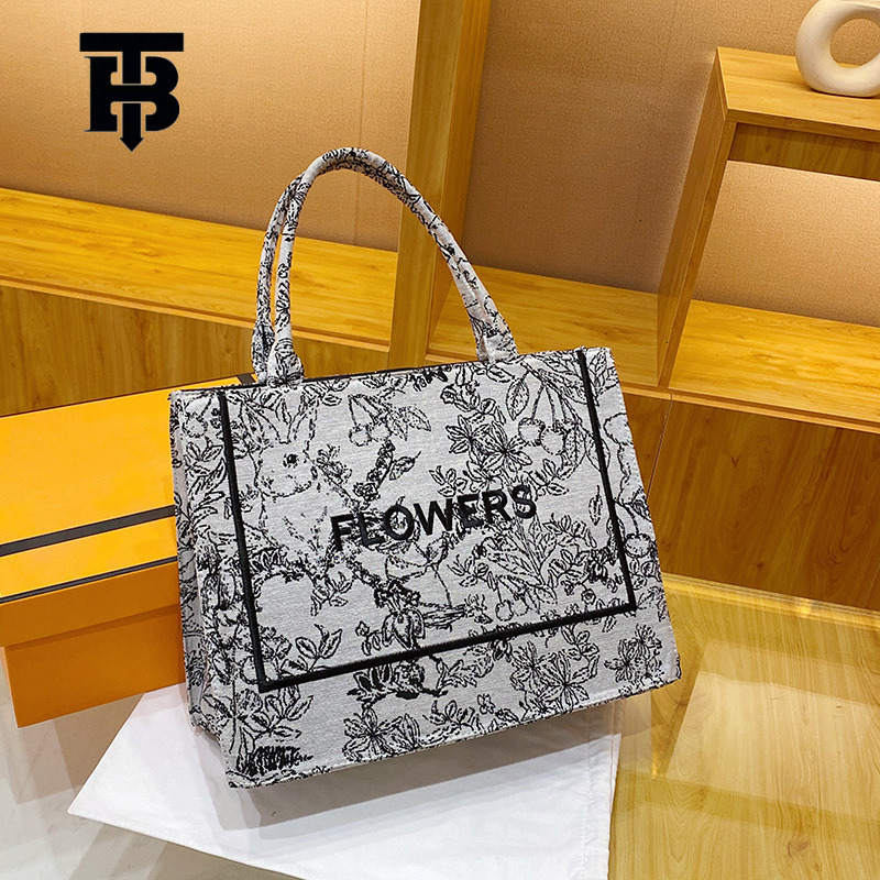 TB BHULAMTE Designer Luxury 3D Tote New Retro Embroidered Handbag Women's Fashion Letter Single Shoulder Underarm Versatile Large Capacity Canvas