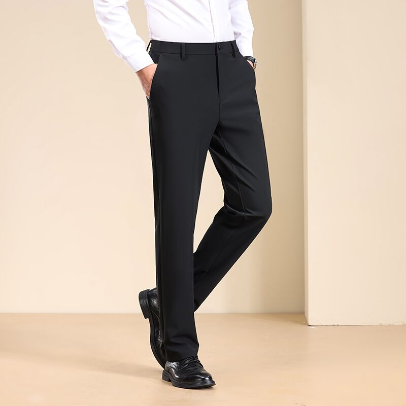 Casual Men Pants 1 Piece Set Black Grey Straight Trousers Classic Fit Groom Wear Party Evening Wedding Pant Customized