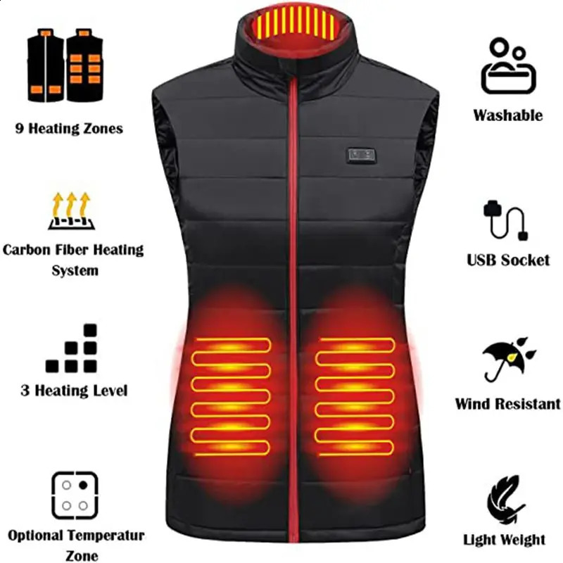 Women Heated Vest Electric Heated Jackets Women Sportswear Heated Coat Graphene Heat Coat USB Heating Jacket For Camping 250826