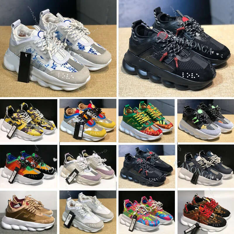 Designer Italy Casual Shoes Quality Reaction Wild Jewels Chain Link Trainer Sneakers EUR 36-46