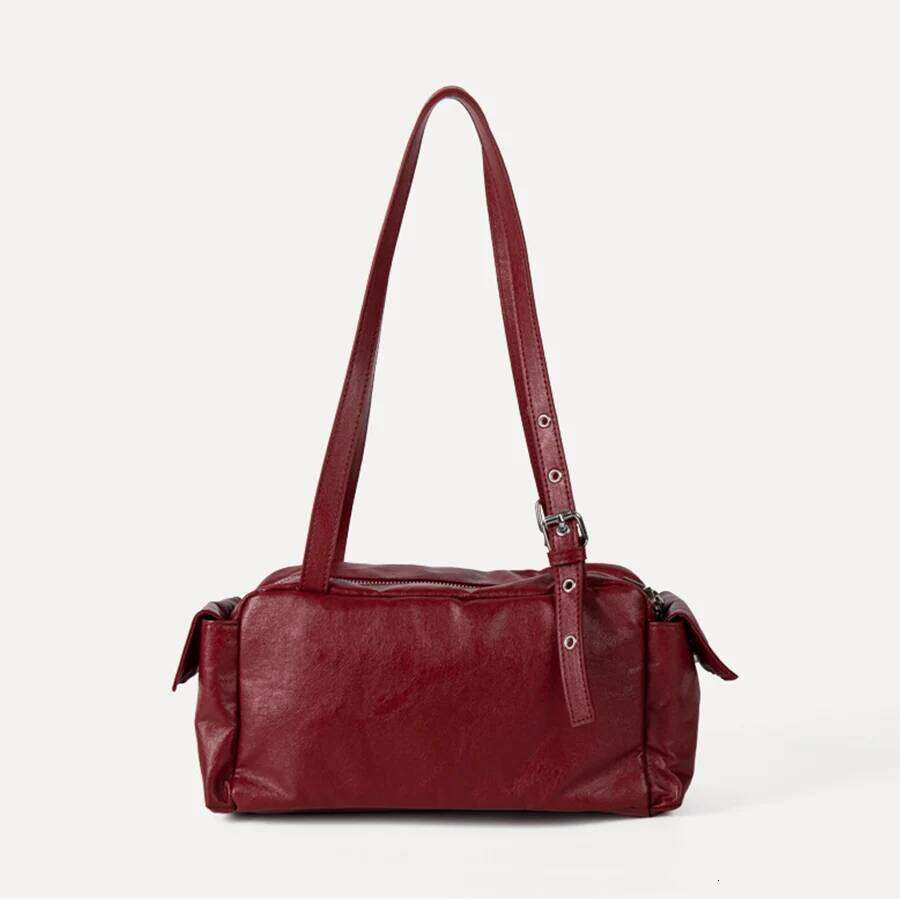 Designer Bags Vintage Multiple Pockets Women Shoulder Bags Soft Pu Leather Handbags Retro Motorcycle Bag Y2k For Girls Daily Commuting Sac Luxury Bag