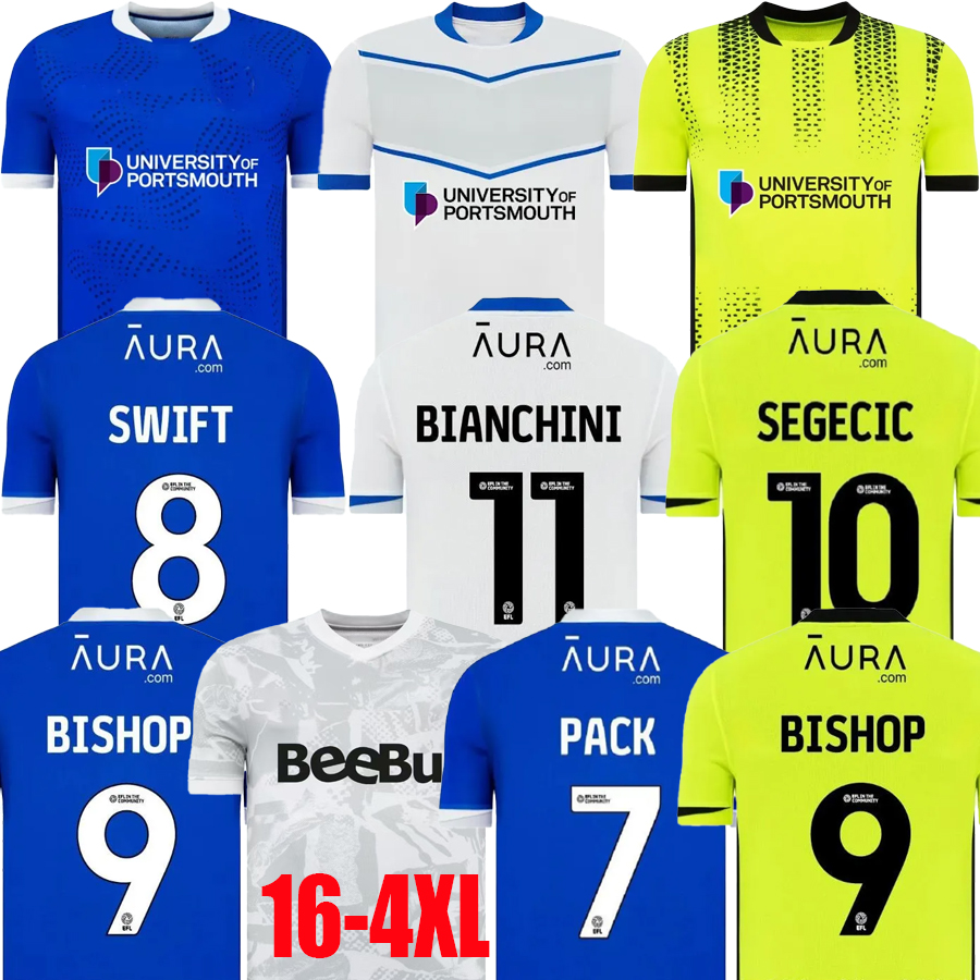 25 26 Portsmouth Soccer Jerseys 2025 2026 home AWAY 3rd SAYDEE 15 BISHOP 9 YENGI 10 football jersey shirt maillots adult camesita de futol men kids uniforms