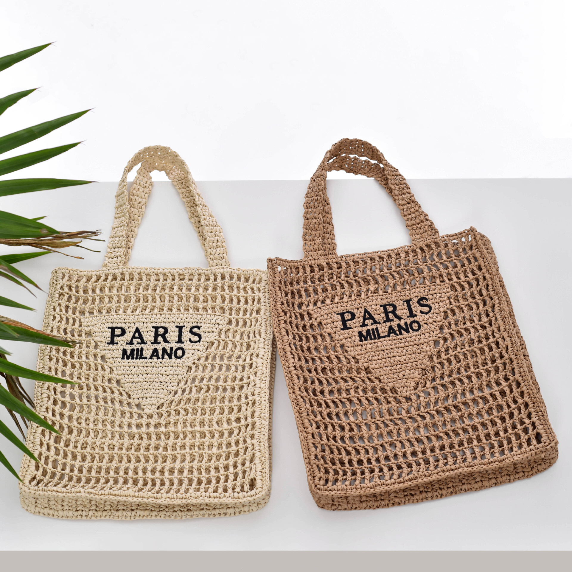 Free Shipping New Designer Bag Handmade Straw Woven Hollow Embroidered Letter Square Bag Large Capacity Beach Vacation Shoulder Handbag Exquisite Shop
