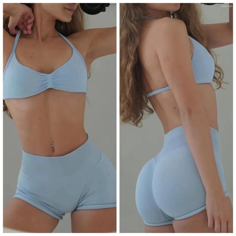 Women's Tracksuits 2Pcs Gym Set Seamless High Waist Leggings Sports Bra Top Workout Outfit Fitness Activewear Running Training Clothes