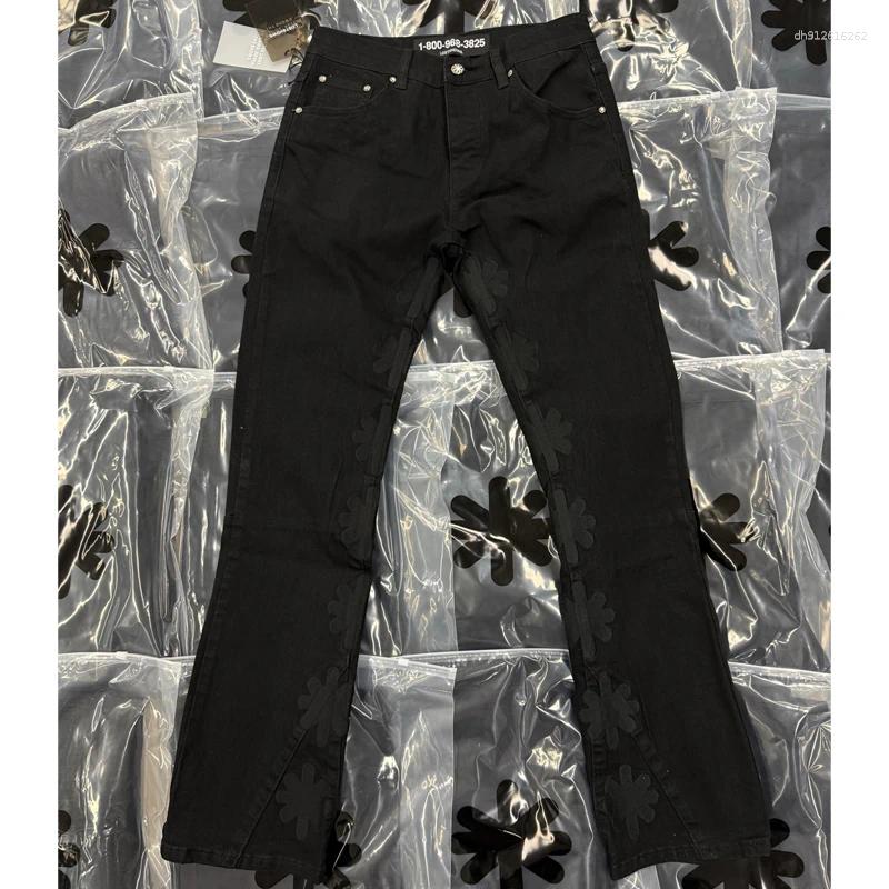 Men's Jeans All-match Casual Black LOST SHDWS High Quality Embroidery Fashion Stitching Micro Bell Bottoms Pants