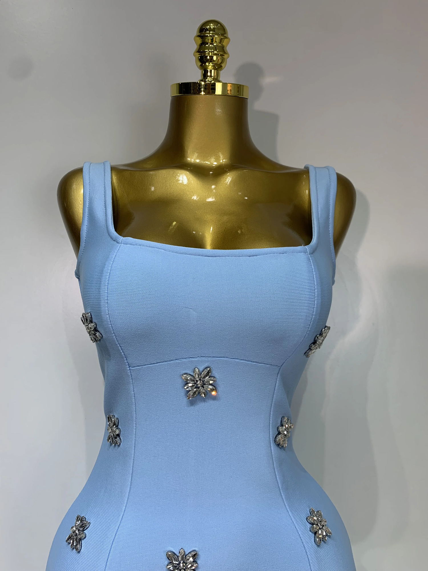 Women Sexy Square Collar Sparkly Rhinestone Bodycon Mini Bandage Dress Celebrate Evening Party Elegant y Birthday 250827