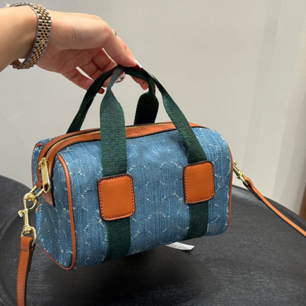 Mini Denim Boston Bag Designer Handbag Classic Old Flower Canvas Shoulder Bags Handbag Women Larger Tote Bag Shopping Messenger Crossbody Bags Purses Luxury Bags