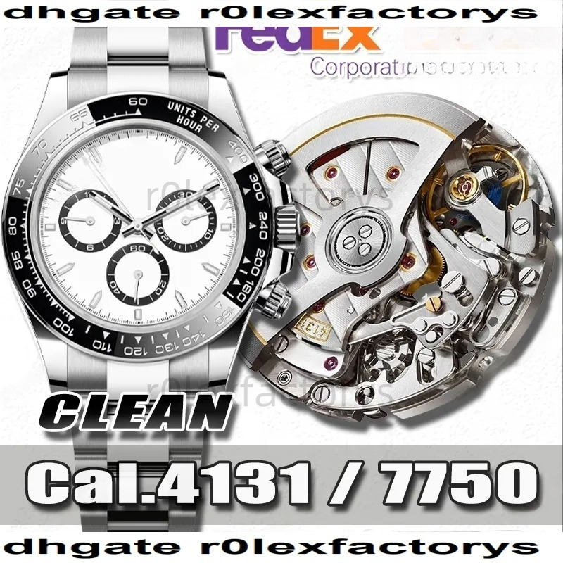 Clean Factory Luxury Watches Men Designer Watches 40MM 4131 Automatic Movement 904L Stainless Steel Ceramic Bezel Sapphire Luminous Chronograph 72H Power Re41