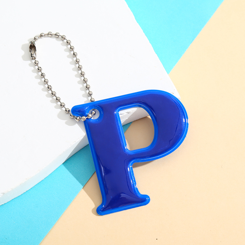 Multicolor Reflective Letter 'P' Shape Backpack Charm for Keys & Bags