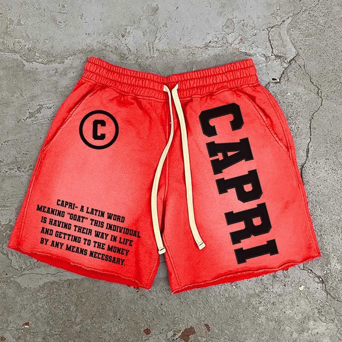 Vintage Word Graphic Drawstring Casual Pocket Shorts shorts for men clothing X250403