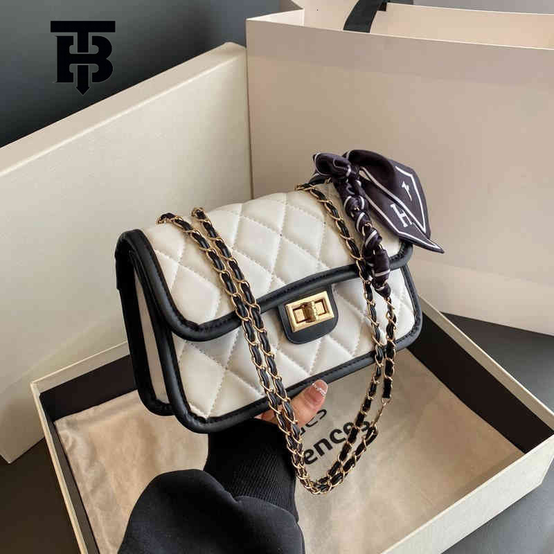 TB BHULAMTE Designer Luxury Women's High End Diamond Grid Chain Shoulder Underarm Bag Fashionable And Unique Mini Handbag Splicing Small Square B