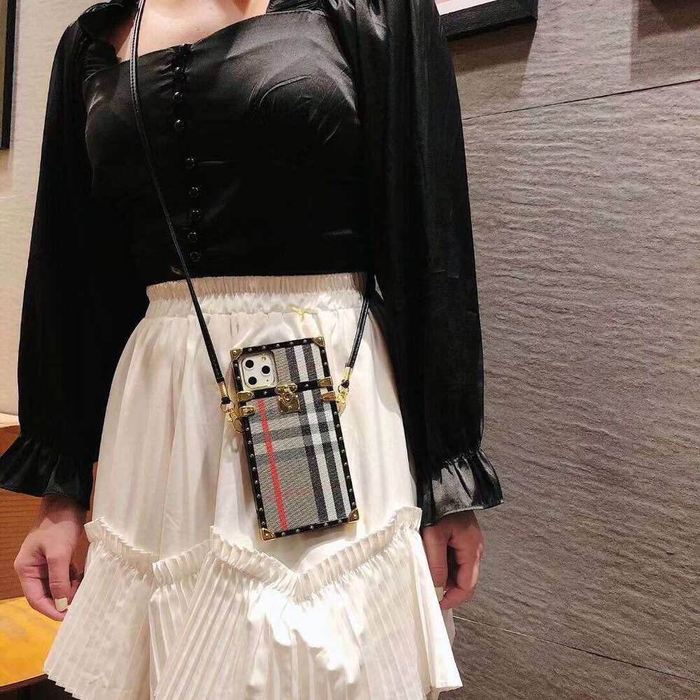 iPhone 16 Square Fashion Unisex Phone Case Apple 12 Leather Crossbody Compatible