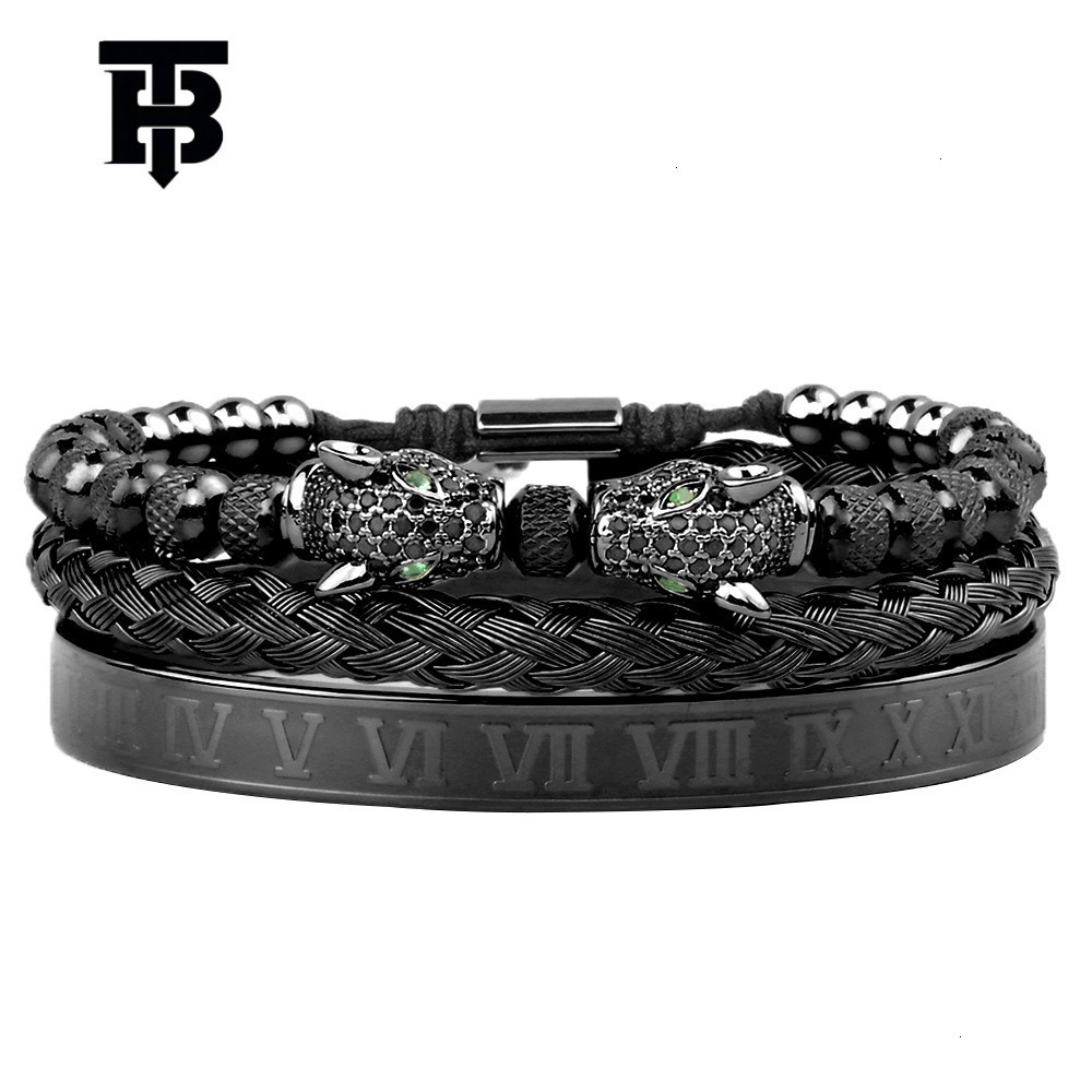 Designer jewelry wedding rings Wholesale European and American Retro Double Leopard Head Woven Bracelet Roman Letter Stainless Steel Mesh Open Bangle