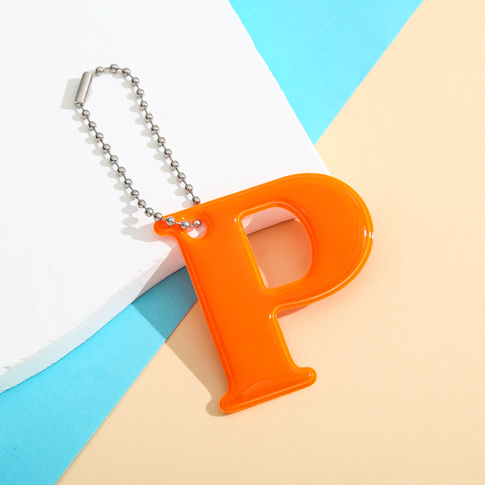 Multicolor Reflective Letter 'P' Shape Backpack Charm for Keys & Bags