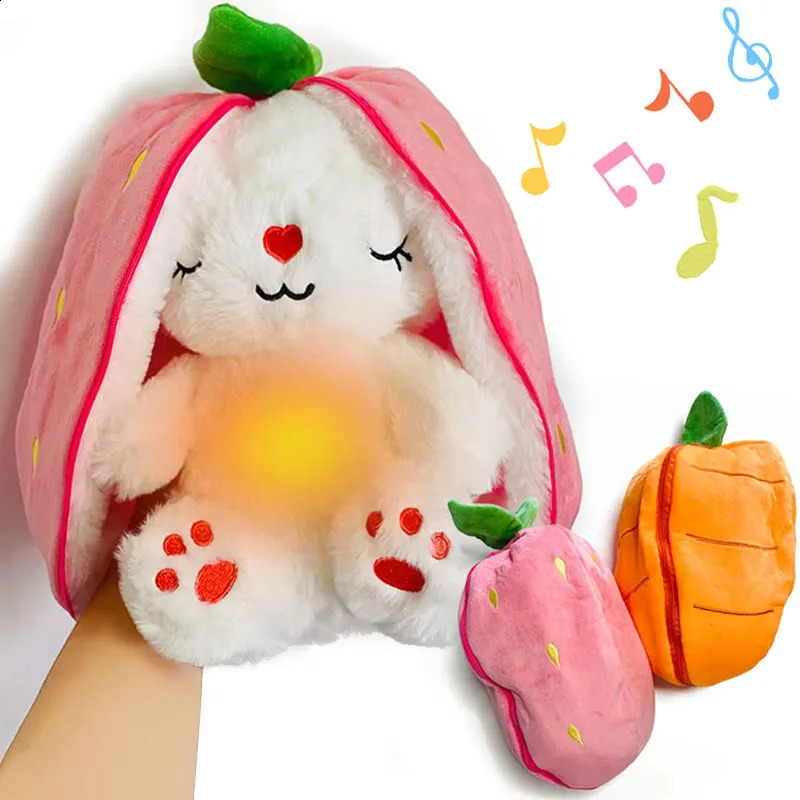 Cute Music Luminous Breathing Doll with Motion Lights Plush Baby Sleeping Toys Bunny Soft Cartoon Plush Doll Early Childhood 250827