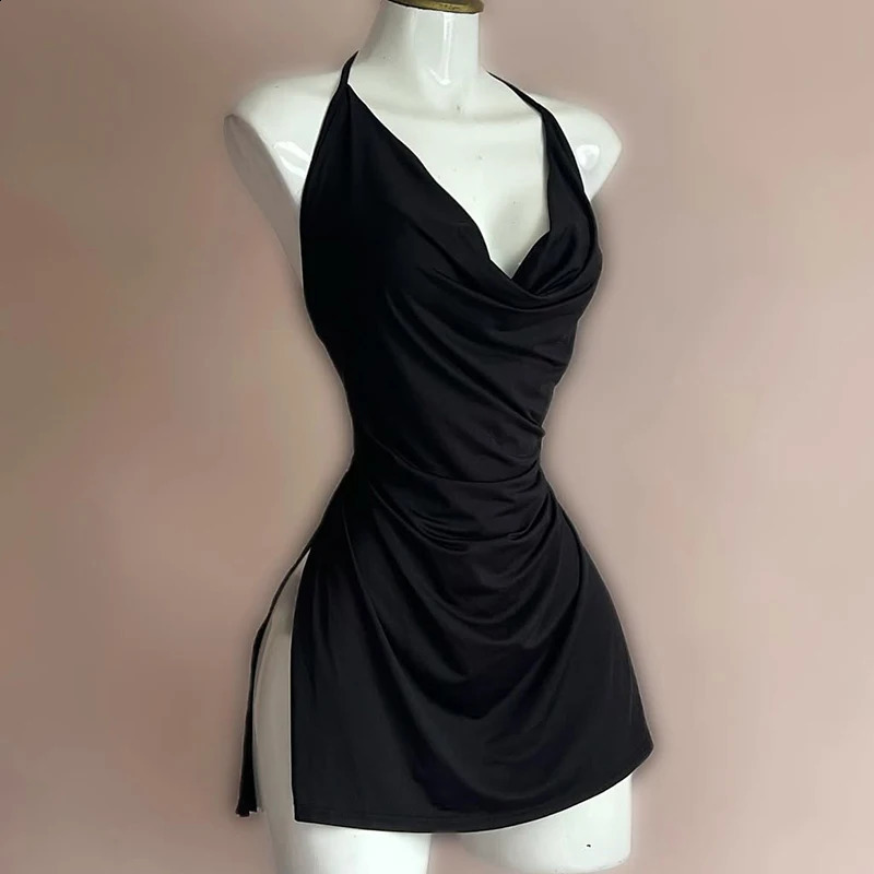Womens Sexy Home Halter Camisole Dress Summer Spice Girl Dress Y2K Sexy Sleeveless Backless Red Mini Dresses Bodycon Lady Skirtww250826