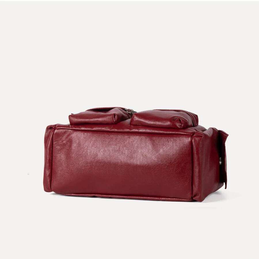 Designer Bags Vintage Multiple Pockets Women Shoulder Bags Soft Pu Leather Handbags Retro Motorcycle Bag Y2k For Girls Daily Commuting Sac Luxury Bag