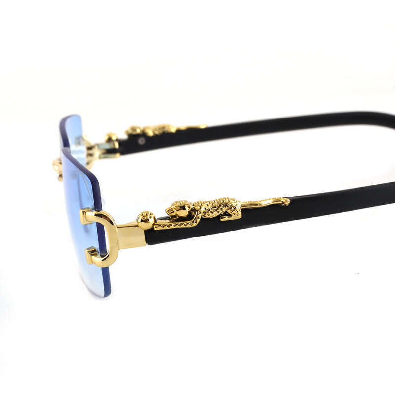 New Frameless Sunglasses with Cut Edge, Unique Leopard Temple, UV Protection Sunglasses, Trendy