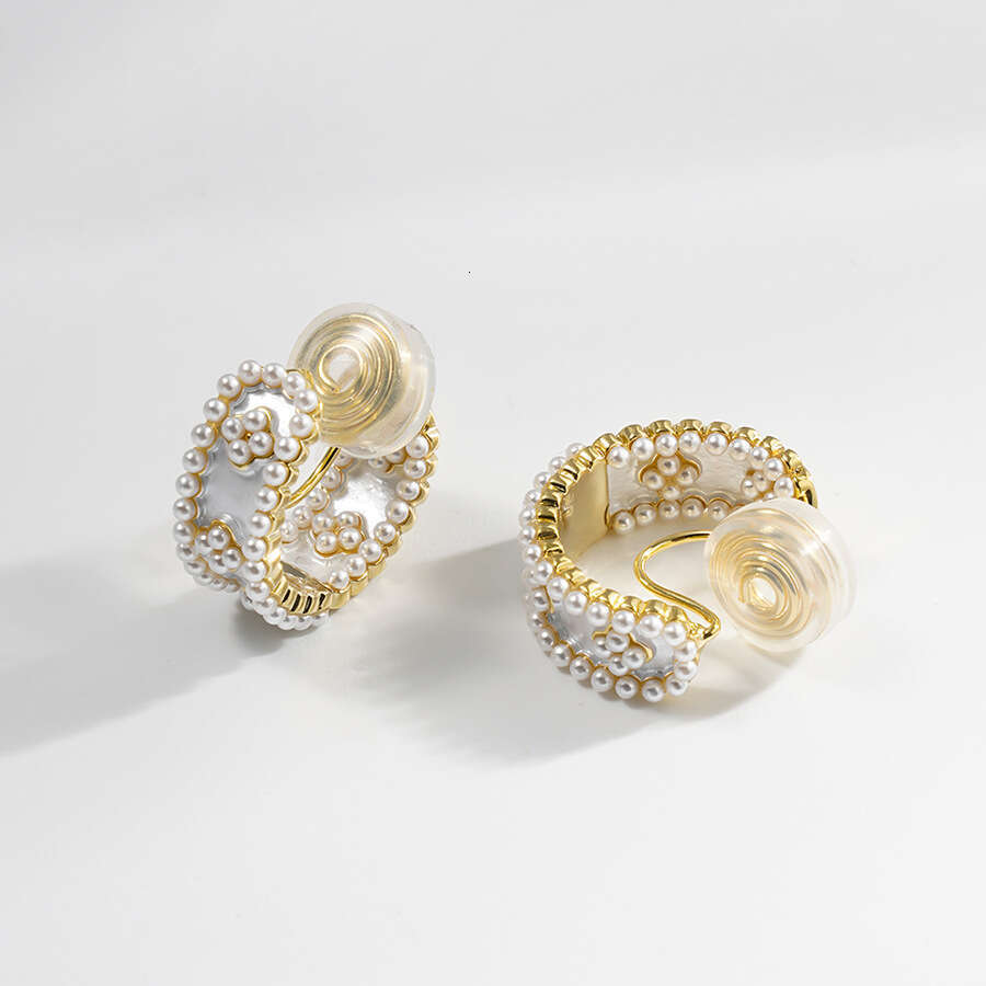 Lanjia- Daily Commute Mosquito Coil Pearl Earrings Women, High-End Hoops, Clips For Women Without Pierced Ears, Niche Ear Accessories 40Bef