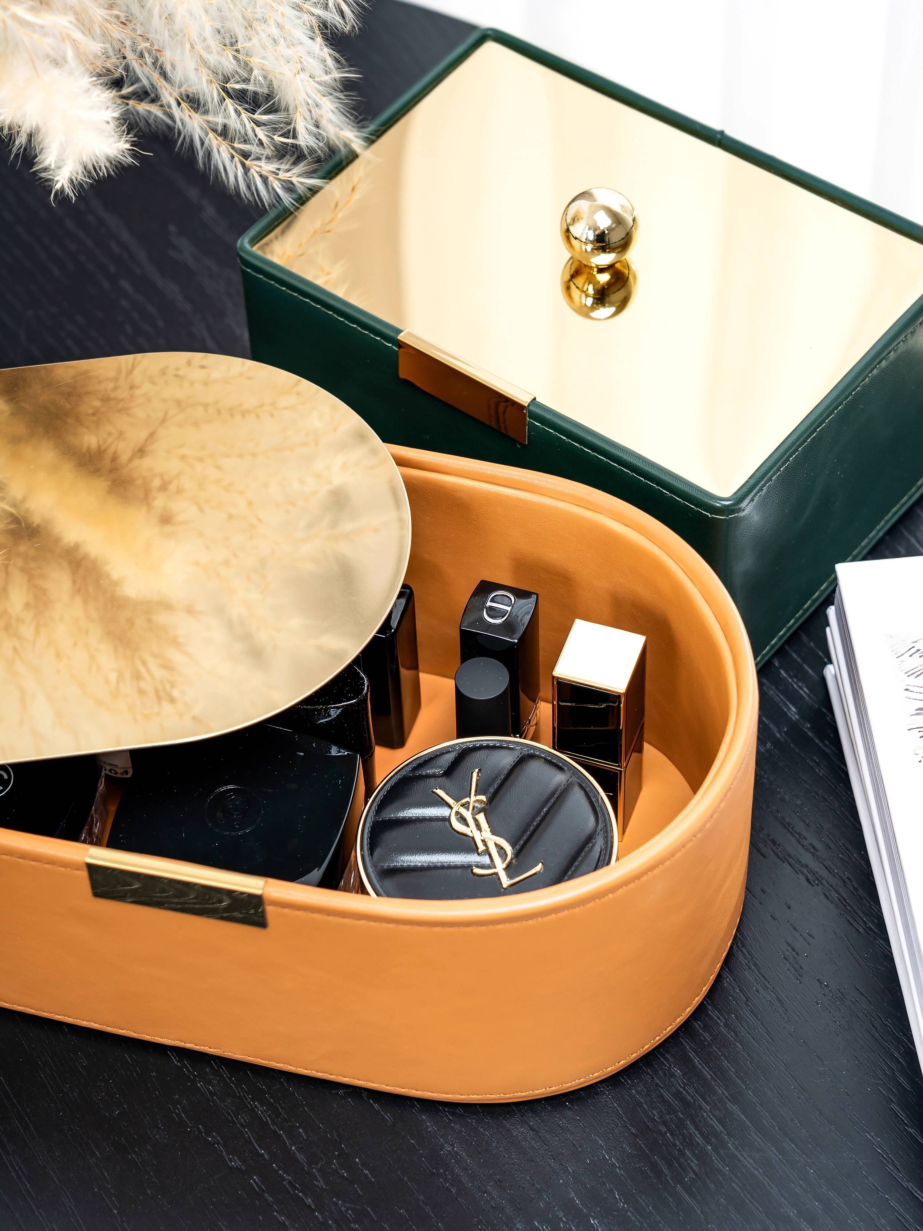 Light Multifunctional Leather Remote Control Storage Box Bedside Living Room Coffee Table Desktop with Lid for Miscellaneous Items ddmythur