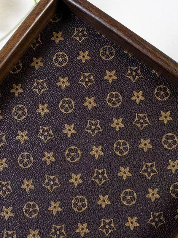 Walnut Color Leather Classic Floral Light Jewelry Bracelet Storage Living Dining Room Household Tray ddmythur