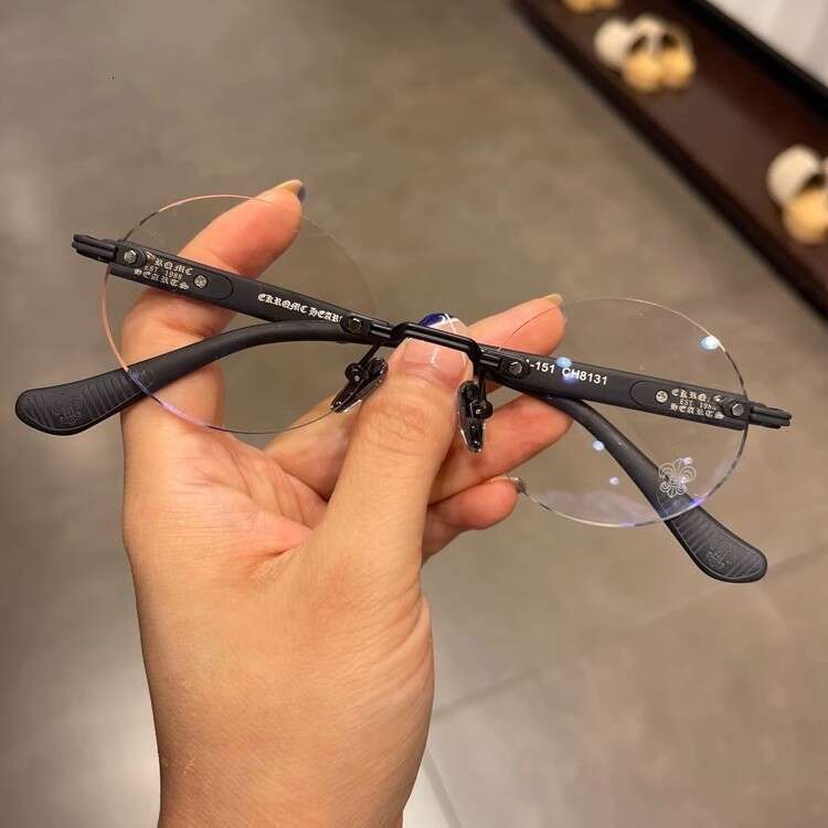 Kroxing Eyeglass Frame Rimless Round Perforated Prince for Men and Women Ultra-light Fashion Trendy Non-prescription Glasses