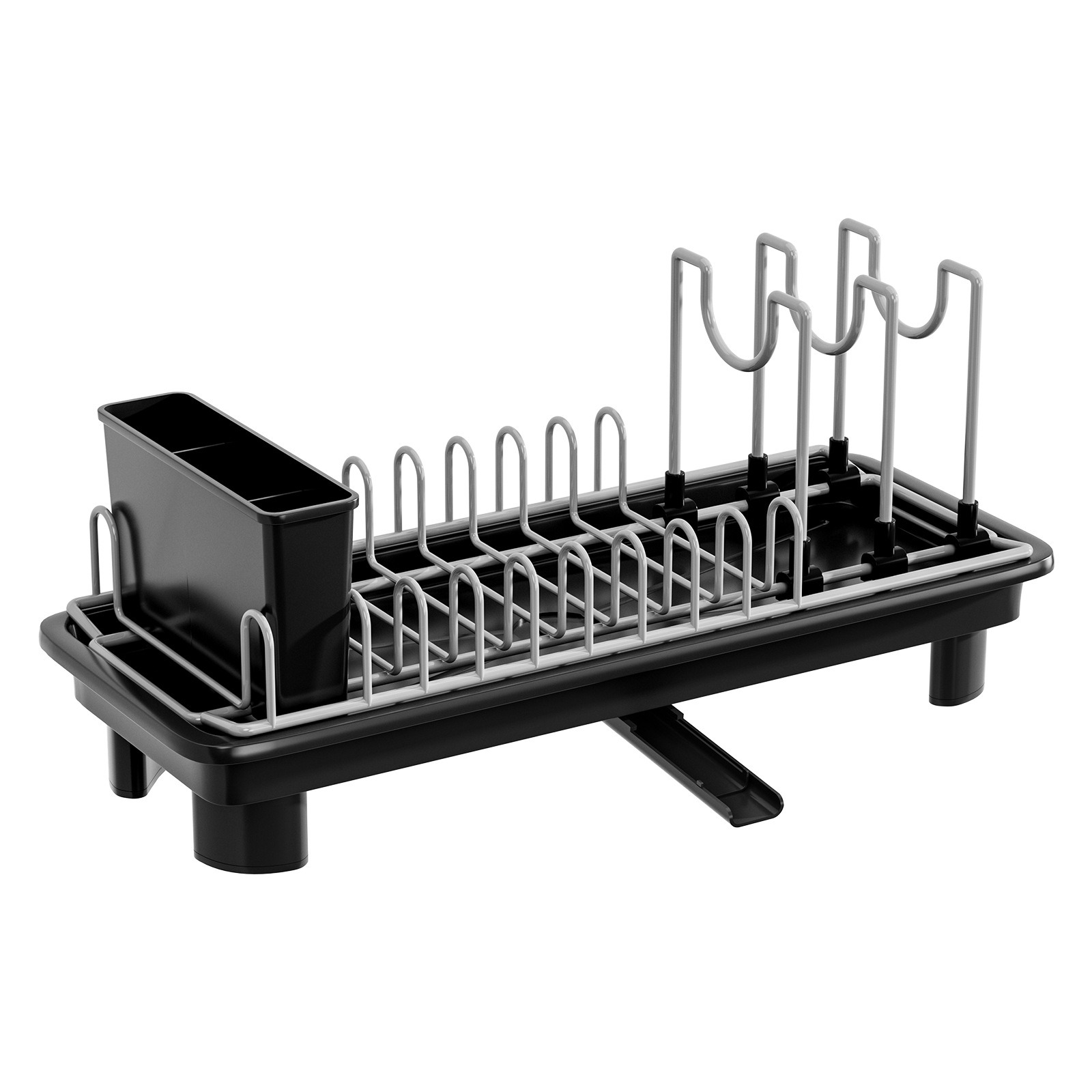 ICEDOG-Small Dish Drying Rack for Kitchen Counter, Compact 2-Tier Dish Drainer with Adjustable Utensil Holders