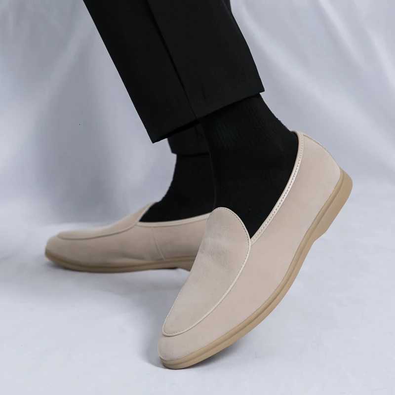 Autumn Highquality Suede Mens Loafers Simple Flat Casual Shoes Luxury Brand Nubuck Leather Outdoor Moccasins Party Wedding ShoesXJ250827