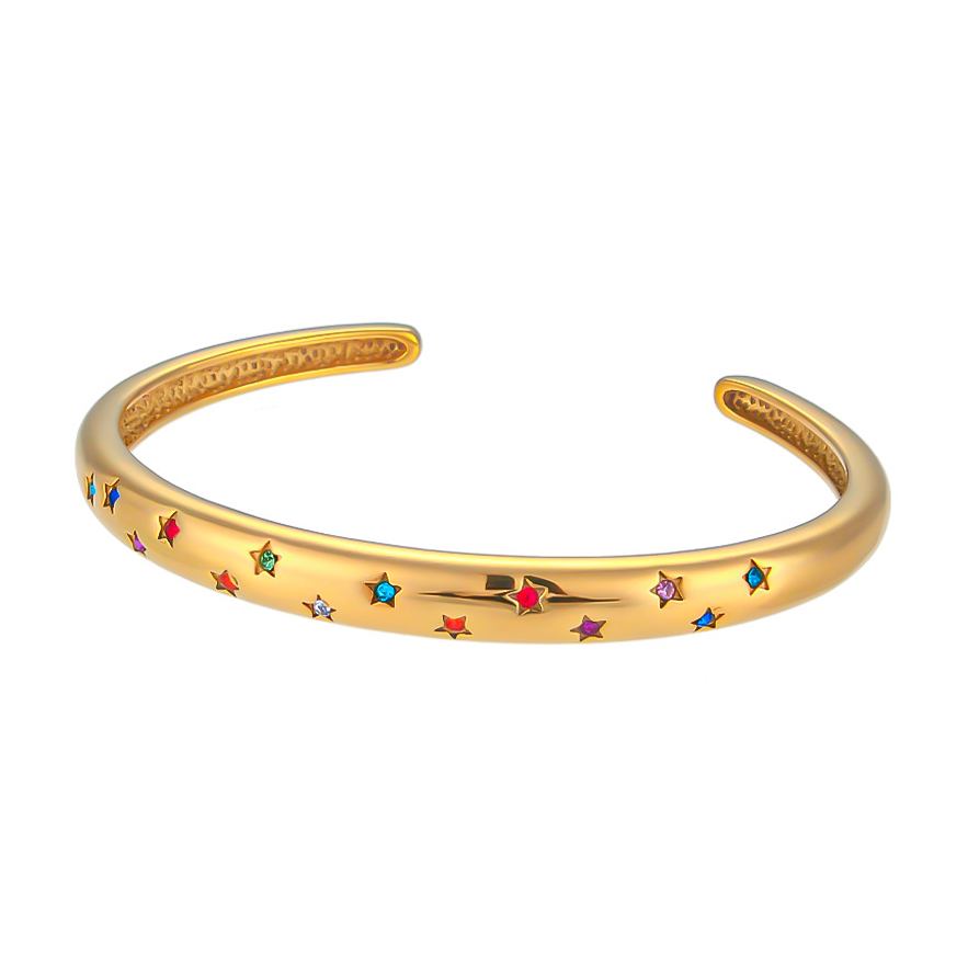 Bracelet Designer Bracelet Bangle Luxury Jewelry Hot Selling Open Cuff Stainless Steel Round Zirconia Octagram Star Pentagram Charm Bracelet for Women