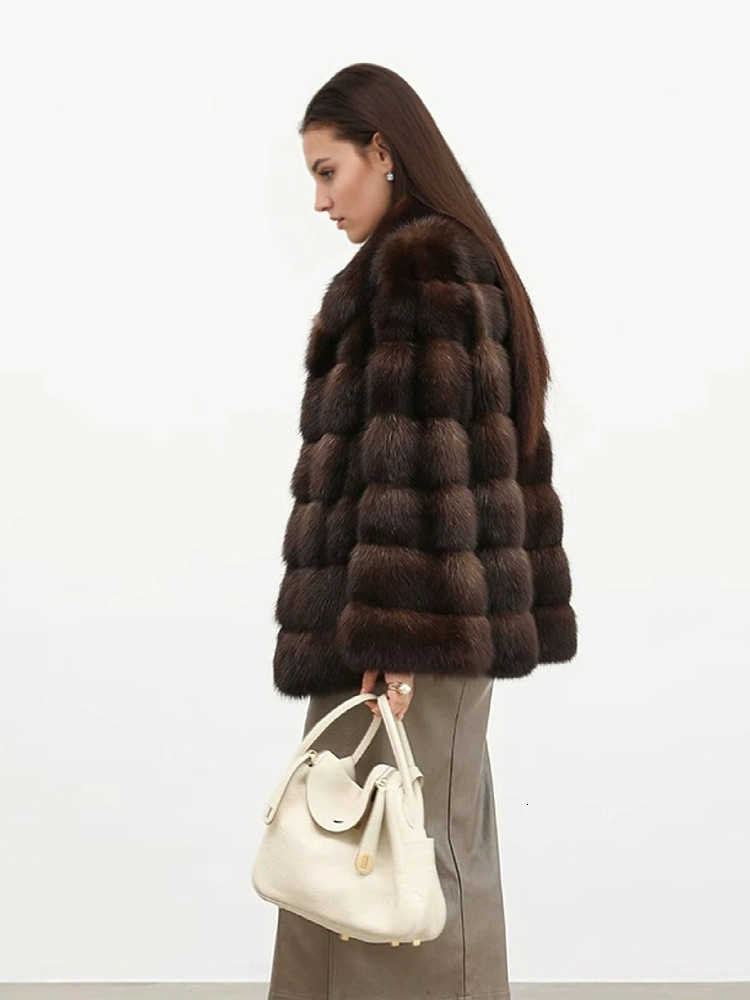 2024 New "Full Sky Stars" Russian mink coat, women's artificial fur autumn and winter fashion hooded faux fur coat W241010