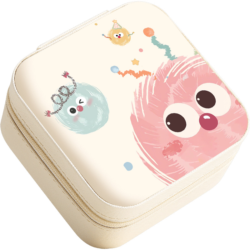 Popular fashion cartoon pattern jewelry storage box, earrings, rings and necklaces digital printing jewelry box, creative cute small portable travel j