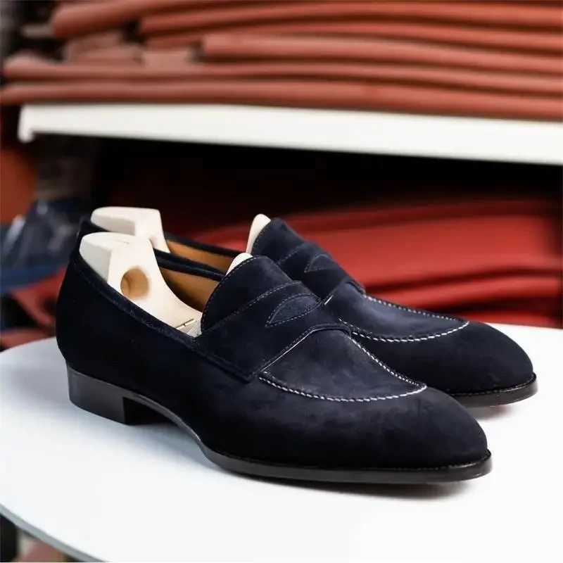 5 Loafers Men Shoes Classic Versatile Business Casual Everyday Square Toe Stihes Faux Suede Solid Color Dress ShoesXJ250827