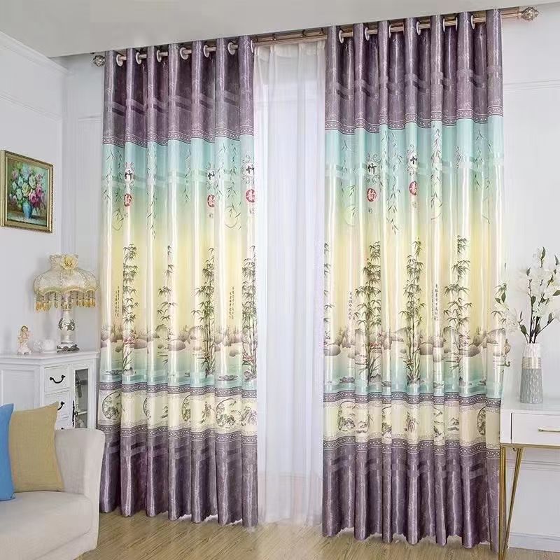 YL-37036 digital printed fabric shower curtain waterproof thick bathroom hook partition curtain