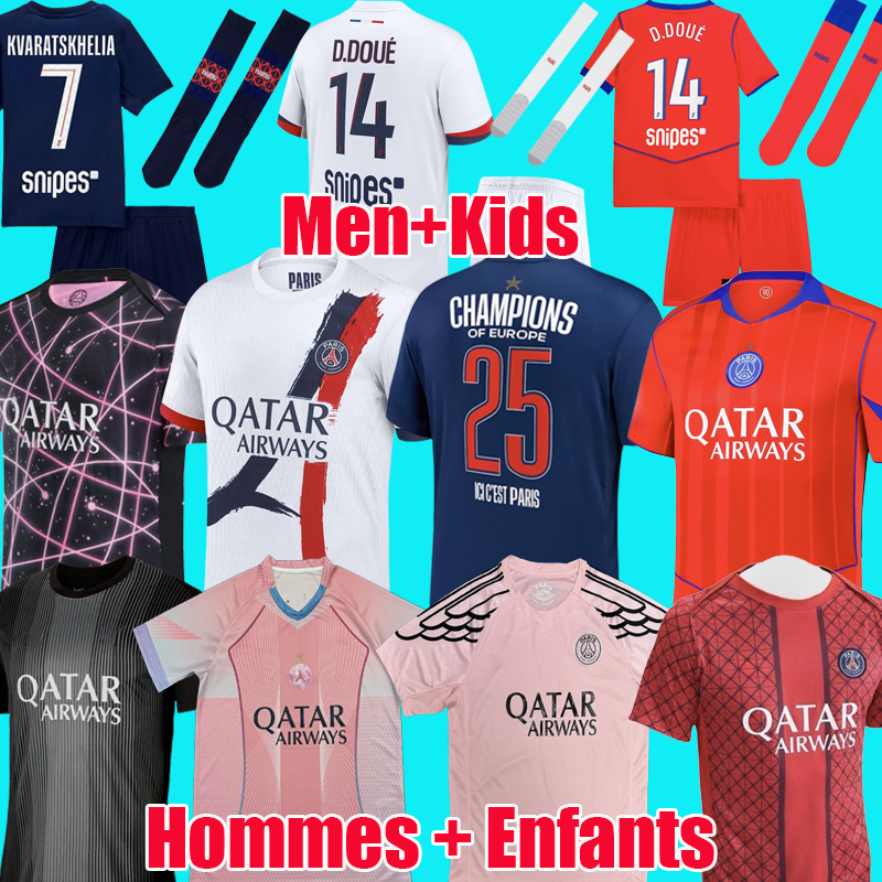 maillot de foot KVARATSKHELIA Barcola O. DEMBELE pSGES jersey DOUE 25 26 hakimi 2025 2026 football shirts men soccer jerseys and kids sets with socks hommes enfants