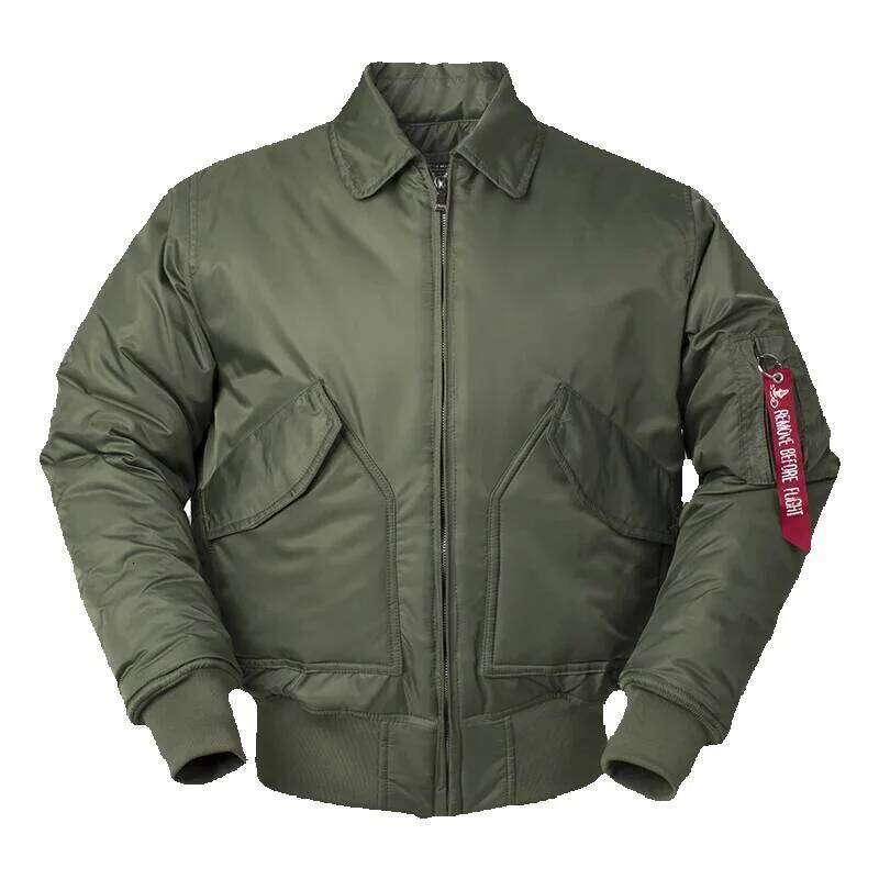 High Quality Thick Nylon Mens Bomber Winter Green Black Padded Pilot Flight Jacket Windproof