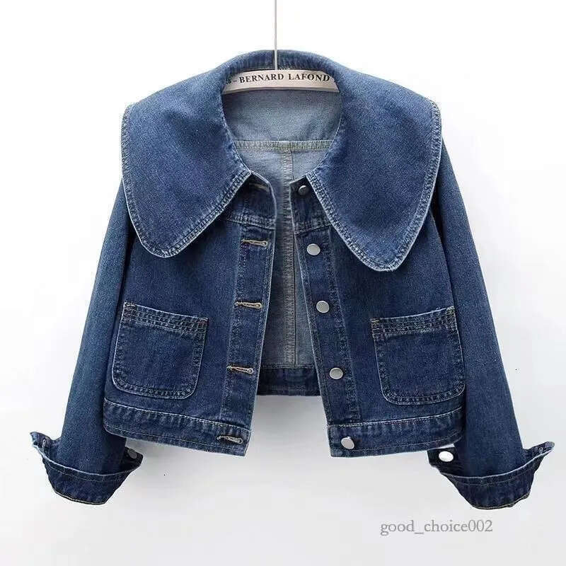Lanjia- 2025 Early Autumn New Women's Vintage High-End Doll-Collar Short Denim Jacket Stylish Youthful Top E9e8f 69 D2