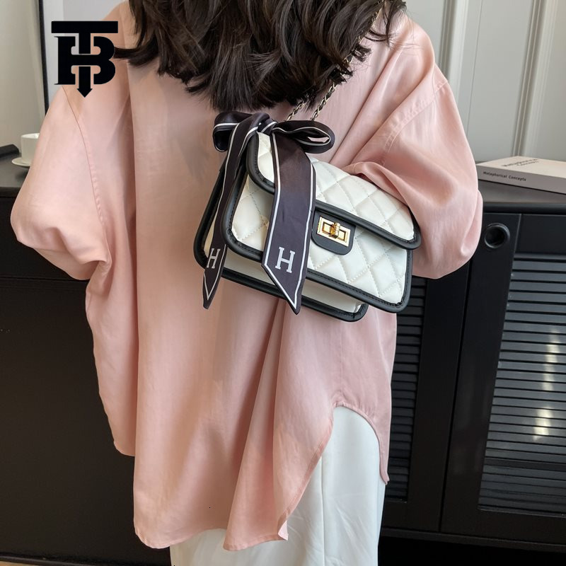 TB BHULAMTE Designer Luxury Women's High End Diamond Grid Chain Shoulder Underarm Bag Fashionable And Unique Mini Handbag Splicing Small Square B