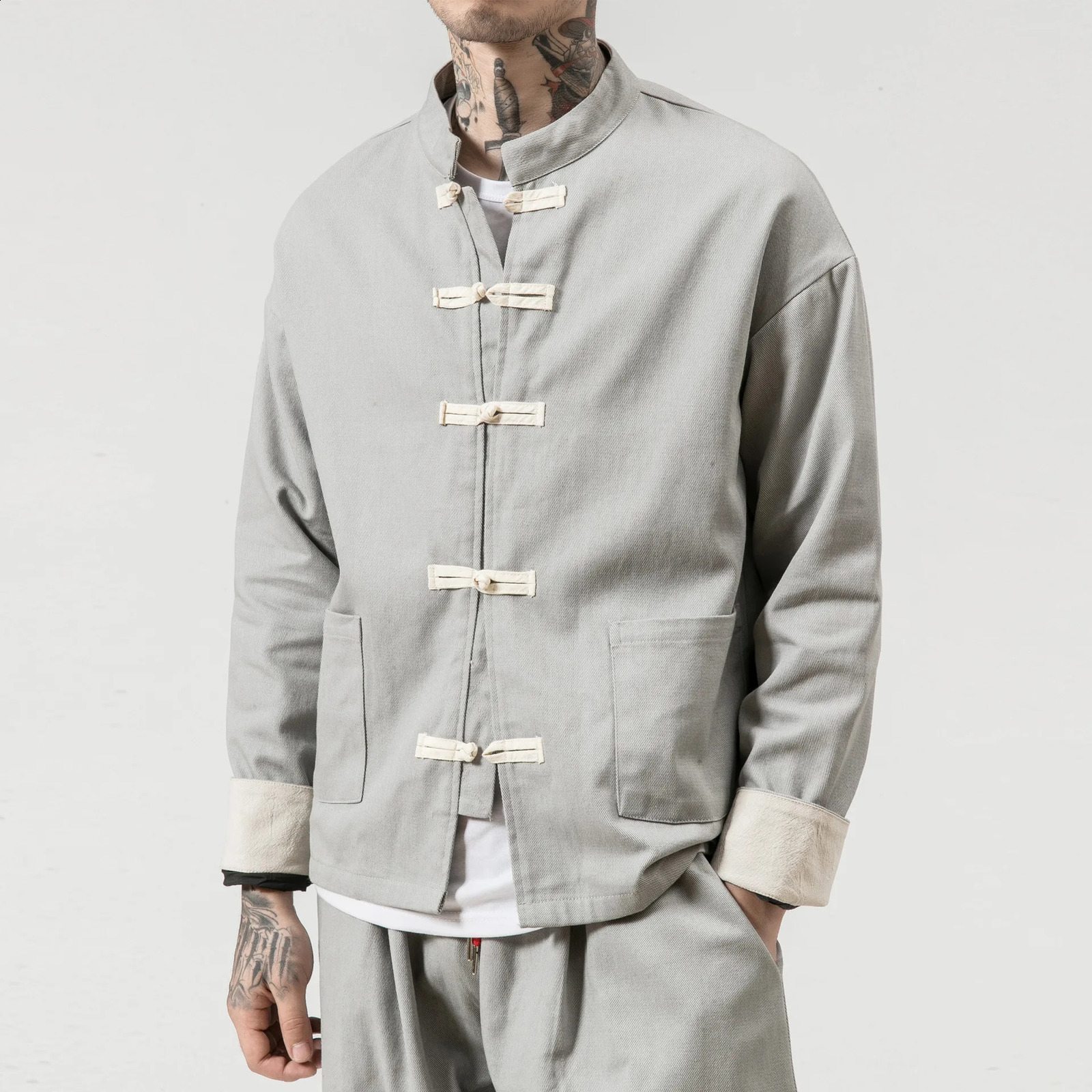 Chinese Wind Cotton Buckle Large Mens Casual Jacket Retro Standup Collar Tang Suit Top Batch 250827