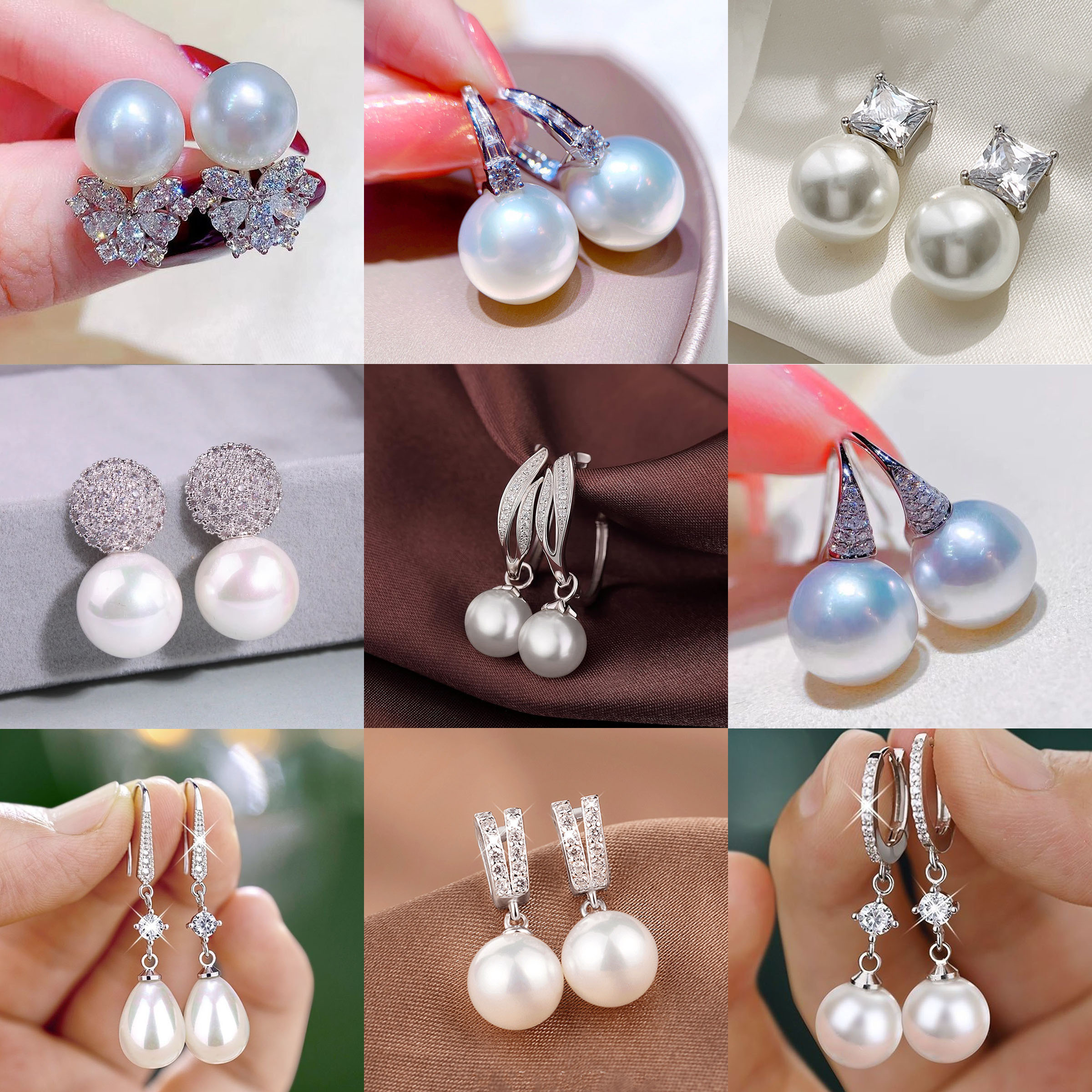 Delicate Designer White Pearl Earrings Simulated Ball Pearl Earrings for Women 18K White Gold Plated Freshwater Pearl Dangle Earring Luxury Wedding Je