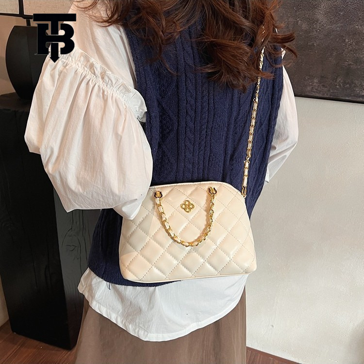 TB BHULAMTE Classic Luxury Women's Diamond Grid Chain Shoulder Bag Designer Fashion Style Shell Bag Free Shipping Solid Color Zipper Handbag