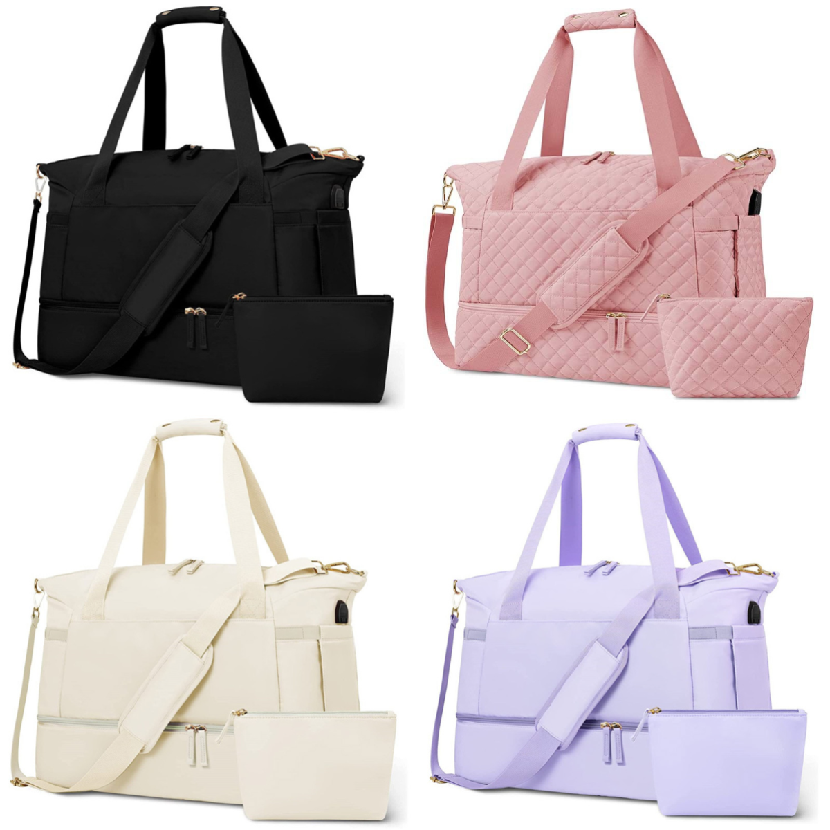 Women Sports Gym Bag Nylon Sports Two-Piece Set with Shoe Compartment Large Portable Gym Bags Weekend Fitness Training Handbag