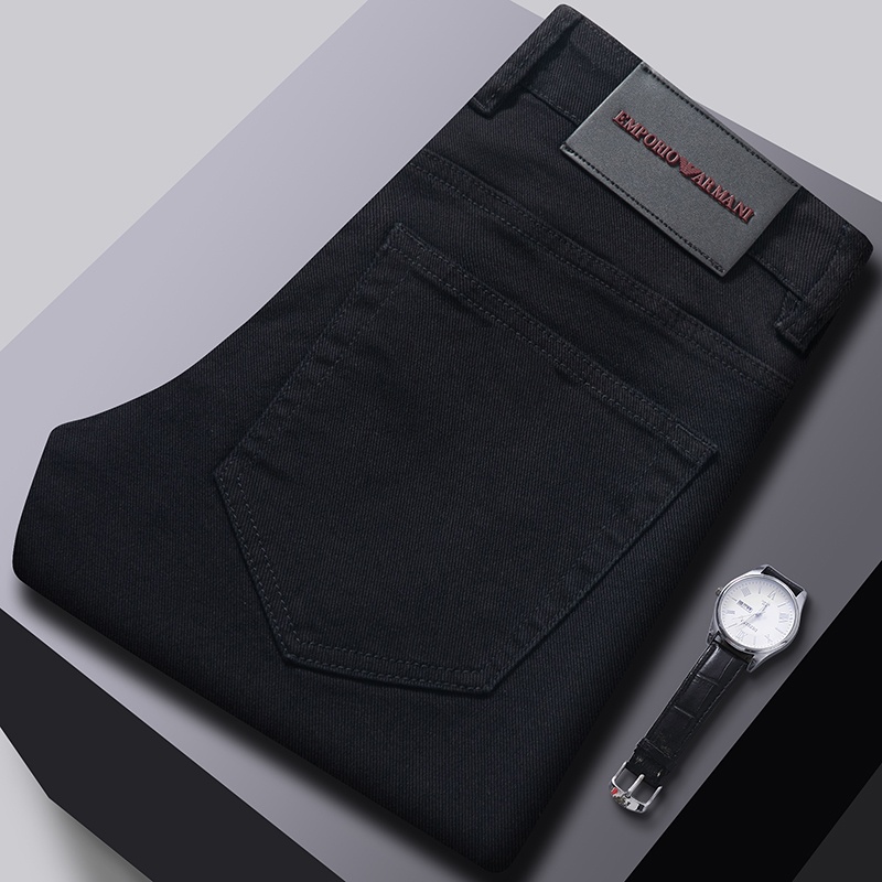 Men's Jeans Autumn Winter Men Slim Fit European American High-end Brand Small Straight Pants Q9696-1